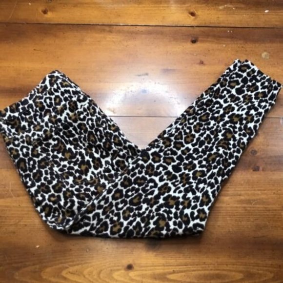 J.Crew Pants Women’s 33 Leopard Print Stretch Pockets Corduroy Skinny Leg Casual - Picture 1 of 10